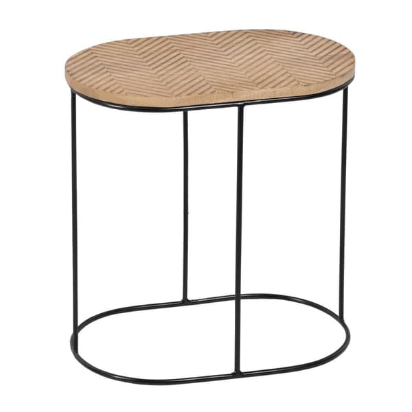 Sidebord 60 x 39,5 x 60 cm Naturell Svart Metall Tre (2 enheter)
