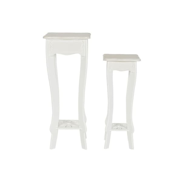 Sett med 2 bord DKD Home Decor Hvit Lysebrun 30 x