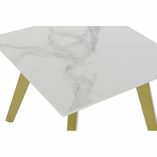Pieni sivupöytä DKD Home Decor Valkoinen Kullattu 60 x 60 x 48 cm