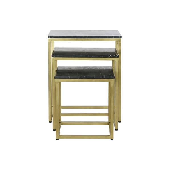 Set of 3 tables DKD Home Decor Musta Kullattu 50 x 35 x 60 cm