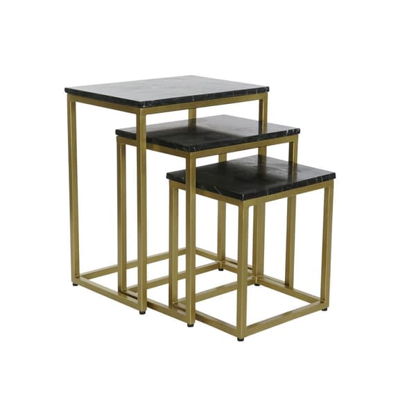 Set of 3 tables DKD Home Decor Musta Kullattu 50 x 35 x 60 cm
