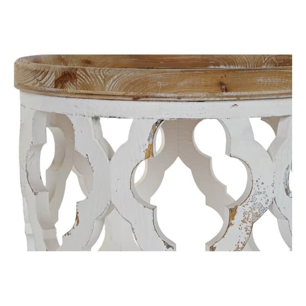 Sidebord DKD Home Decor 50 x 50 x 58 cm Gran Naturell Hvit Tre MDF