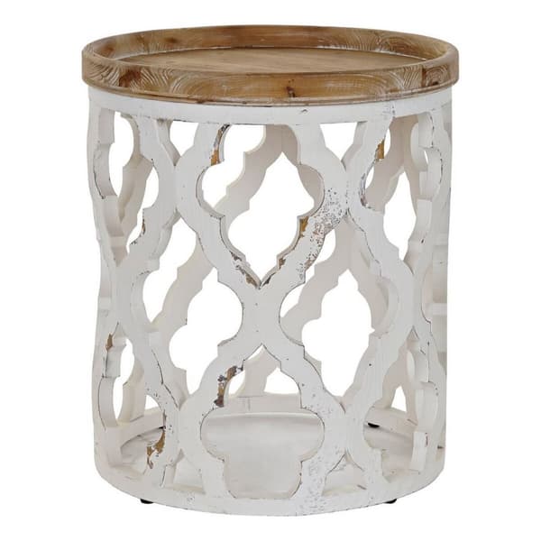 Sidebord DKD Home Decor 50 x 50 x 58 cm Gran Naturell Hvit Tre MDF