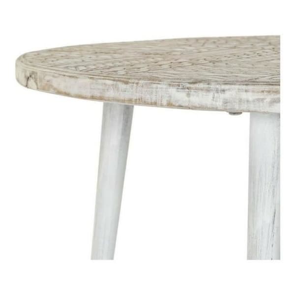 Sidobord Thyann heminredning vitguld metall mangoträ (75 x 75 x 50 cm)