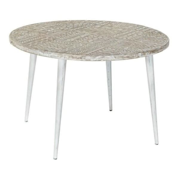 Sidobord Thyann heminredning vitguld metall mangoträ (75 x 75 x 50 cm)