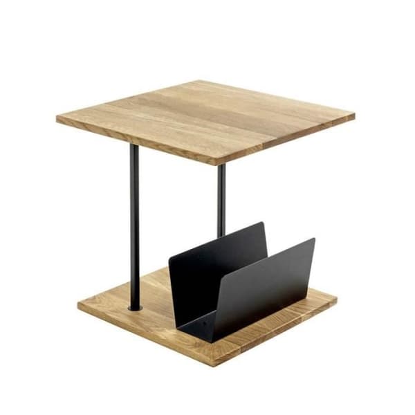 Sidobord &amp; tidningsställ “Pika” 45cm Ek &amp; Svart