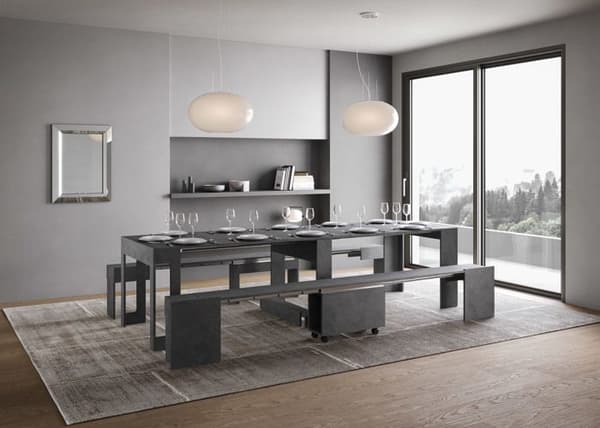 Konsol förlängningsbar - Itamoby - Evolve - 90x42 cm - 302 cm - 12 platser - Antracit