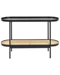 Miniatyrbillede 4 af 7: Konsolbord Sort med glasplade Lyst træ Metalramme Hylde Wienerflette Moderne Stil
