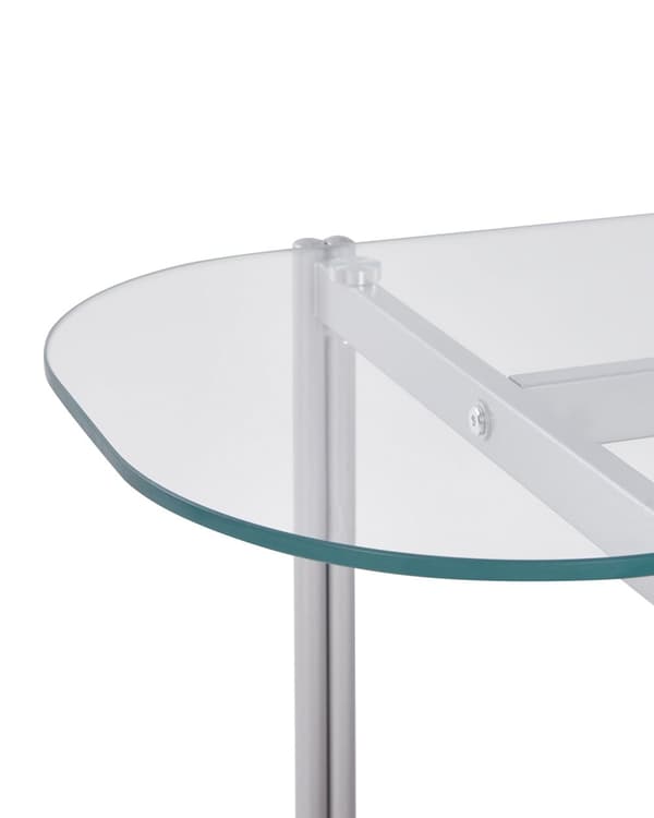 Konsolbord sølv med glasplade i lyst træ metalramme med hylde moderne design