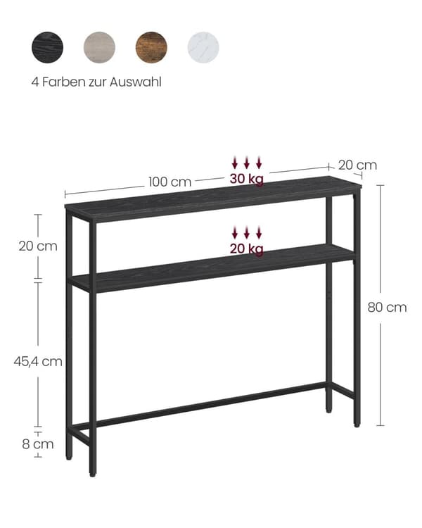 Rootz Konsolbord - Skænk - Entrébord - Spånplade og stål - 20 cm x 100 cm x 80 cm - Antracitgrå og blæksort