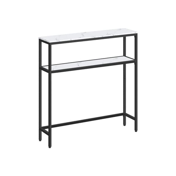 Rootz konsolbord - Sofabord - Entrébord - Spånplade og stål - 20 cm x 80 cm x 80 cm - Marmor hvid-blæk sort - 6,4 kg