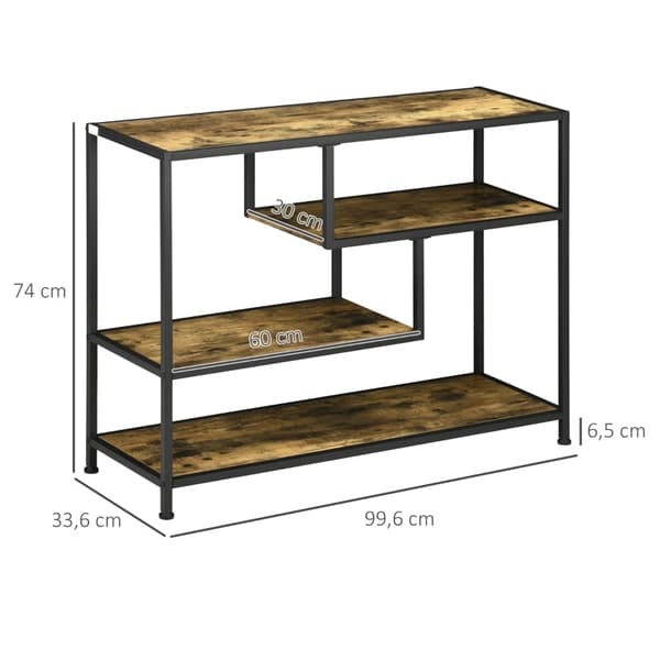 Rootz Industrial Console Bord - Entrébord - Rustik Brun Sort Hall Bord - Stålspånplade - 99,6 cm x 33,6 cm x 74 cm