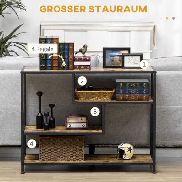 Rootz Industrial Console Bord - Entrébord - Rustik Brun Sort Hall Bord - Stålspånplade - 99,6 cm x 33,6 cm x 74 cm