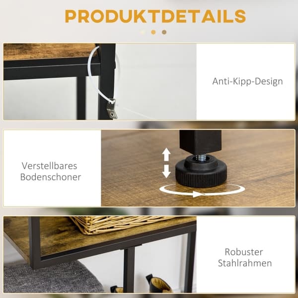 Rootz Industrial Console Bord - Entrébord - Rustik Brun Sort Hall Bord - Stålspånplade - 99,6 cm x 33,6 cm x 74 cm