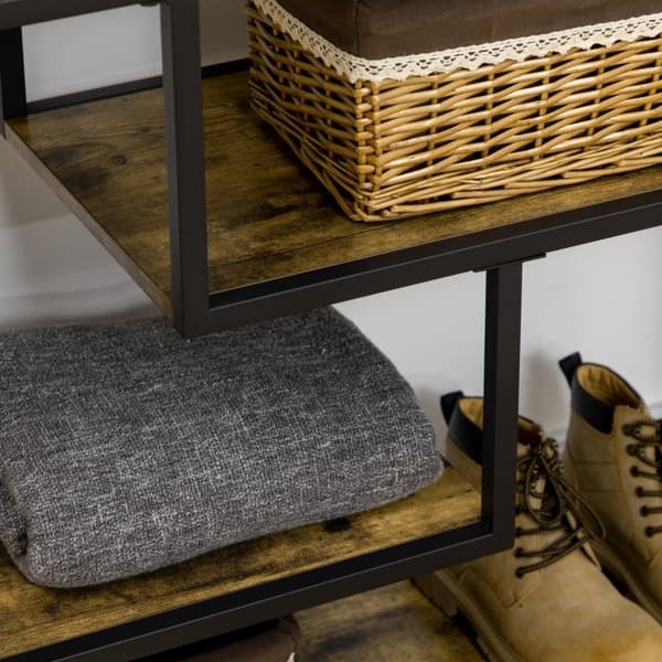 Rootz Industrial Console Bord - Entrébord - Rustik Brun Sort Hall Bord - Stålspånplade - 99,6 cm x 33,6 cm x 74 cm