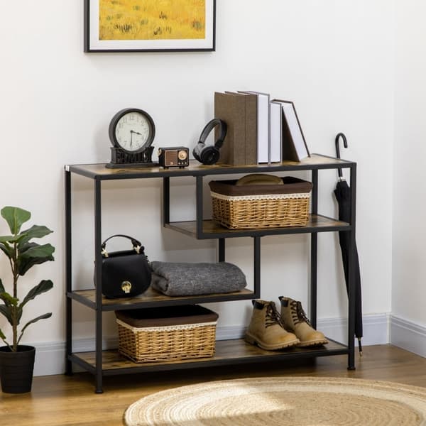 Rootz Industrial Console Bord - Entrébord - Rustik Brun Sort Hall Bord - Stålspånplade - 99,6 cm x 33,6 cm x 74 cm