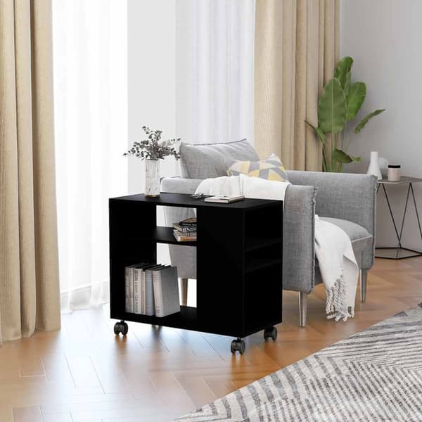 Sidobord svart 70x35x55 cm konstruerat trä