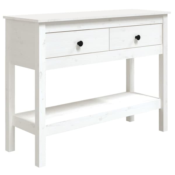Konsolbord vit 100x35x75 cm massiv furu