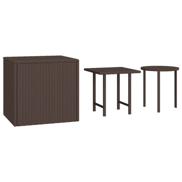Sidobord 3 delar med brun konstrotting