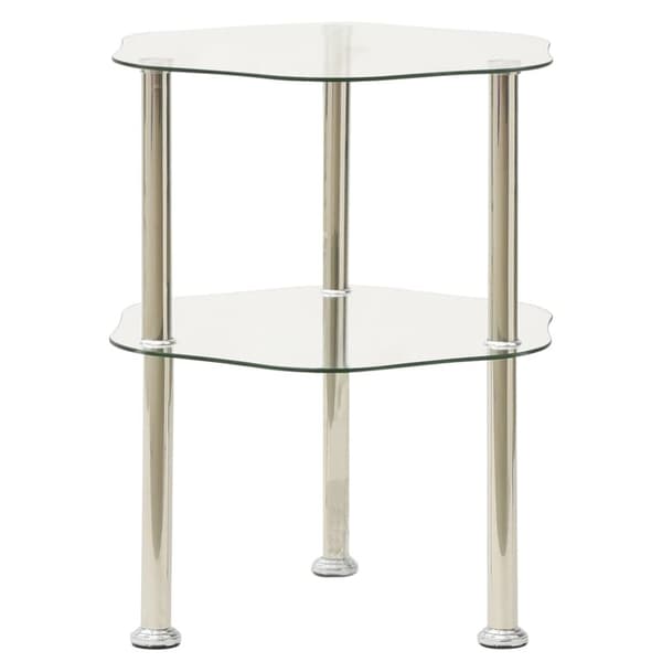 Sidobord med 2 hyllplan genomskinligt 38x38x50 cm härdat glas