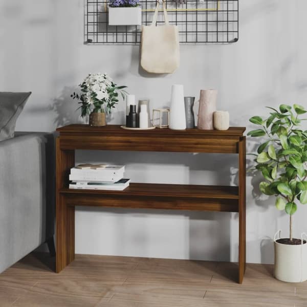 Avlastningsbord brun ek 102x30x80 cm konstruerat trä
