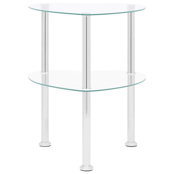 Sidobord med 2 hyllplan genomskinligt 38x38x50 cm härdat glas