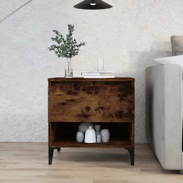 Soffbord rökfärgad ek 50x46x50 cm konstruerat trä