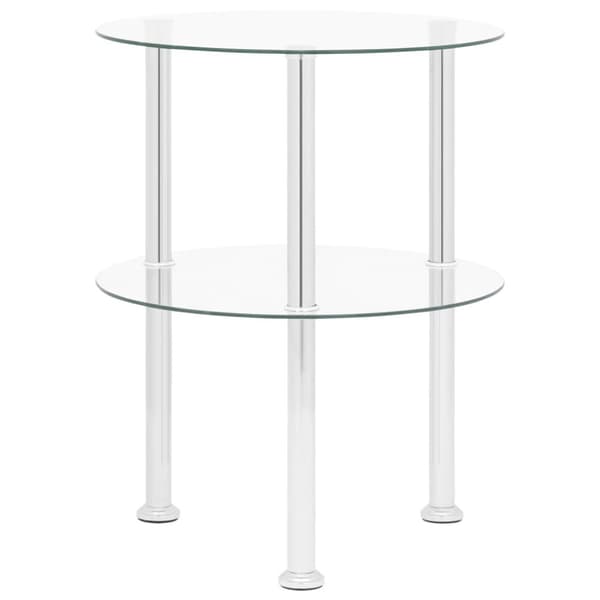 Sidobord med 2 hyllplan genomskinligt 38 cm härdat glas