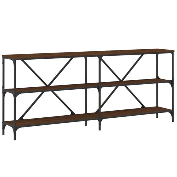 Konsolbord brun ek 180x30x75 cm konstruerat trä och järn