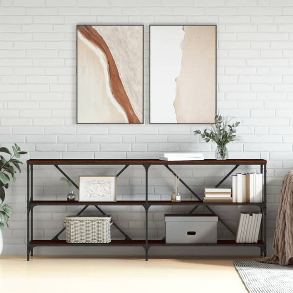 Konsolbord brun ek 180x30x75 cm konstruerat trä och järn