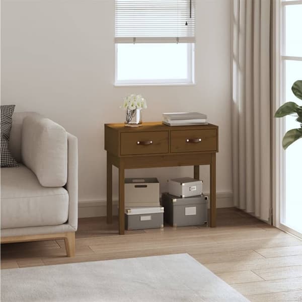 Konsolbord honungsbrun 76,5x40x75 cm massiv furu