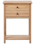 Miniatyrbillede 6 af 10: Konsolbord i lyst naturtræ 74 cm 2 skuffer Hylde Gangmøbler Rustikt design moderne
