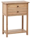 Miniatyrbillede 1 af 10: Konsolbord i lyst naturtræ 74 cm 2 skuffer Hylde Gangmøbler Rustikt design moderne