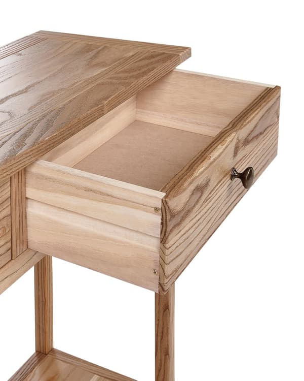 Konsolbord i lyst naturtræ med 2 skuffer Hylder Entremøbel Rustik Design moderne