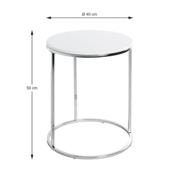 Designer Sidobord "zano" 50cm Vit &amp; Silver - Paris Pris
