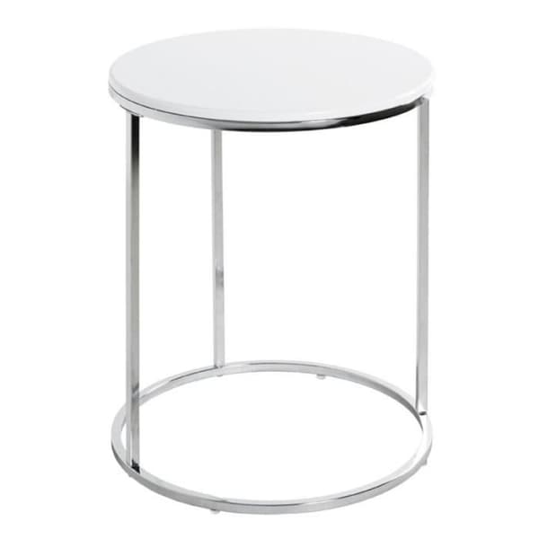 Designer Sidobord "zano" 50cm Vit &amp; Silver - Paris Pris