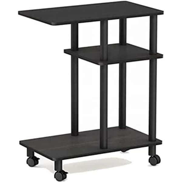 Furinno - 18134 - Turn-N-Tube U-formad soffa sidobord med hjul, Espresso/svart, trä, One Size