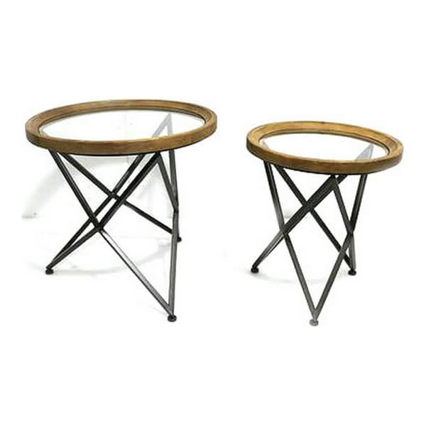2-bordsset DKD Home Decor Svart Naturell 65 x 65 x 63 cm
