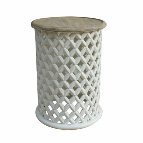 Sidobord DKD Home Decor Vit Naturell Mangoträ 45 x 45 x 62 cm