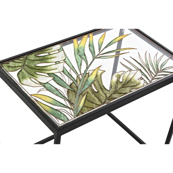 3-bordsset DKD Home Decor Svart Grön Gyllene 60 x 40 x 50 cm
