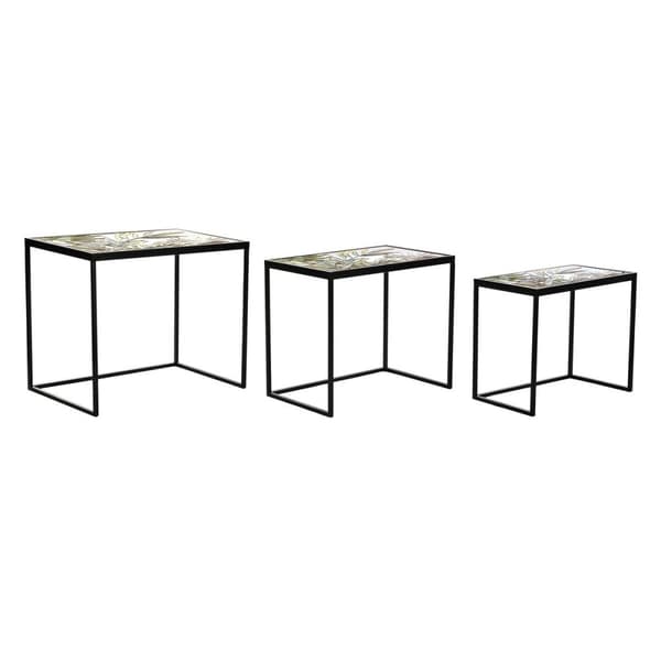 3-bordsset DKD Home Decor Svart Grön Gyllene 60 x 40 x 50 cm