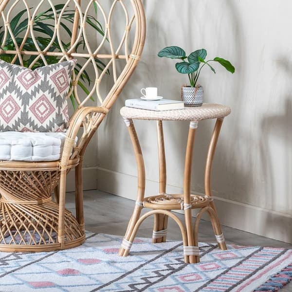 Sidobord 50 x 50 x 67 cm Naturell Beige Rattan