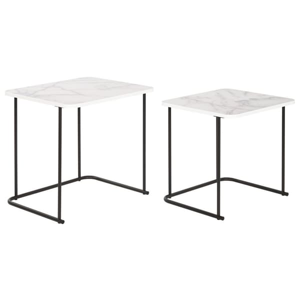 2-bordsset DKD Home Decor Vit Svart 51 x 43 x 49 cm