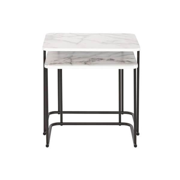 2-bordsset DKD Home Decor Vit Svart 51 x 43 x 49 cm