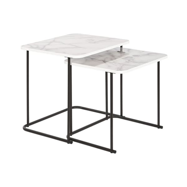 2-bordsset DKD Home Decor Vit Svart 51 x 43 x 49 cm