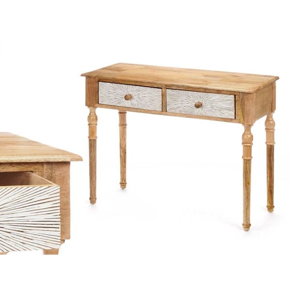 Hallmöbel med 2 lådor Gift Decor 35 Vit Brun 98 x 77 x 42 cm Ränder