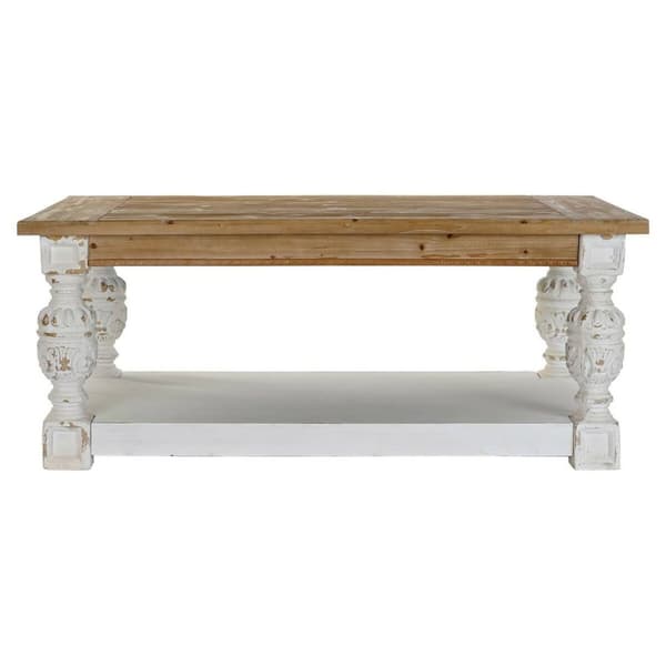 Sofabord DKD Home Decor Gran Aluminium Hvid Lys brun 120 x 70 x 50 cm Træ MDF