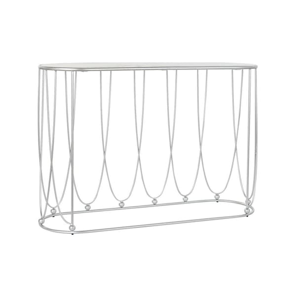 Hallbord DKD Home Decor Hvid Sølvfarvet 115 x 35 x 78 cm