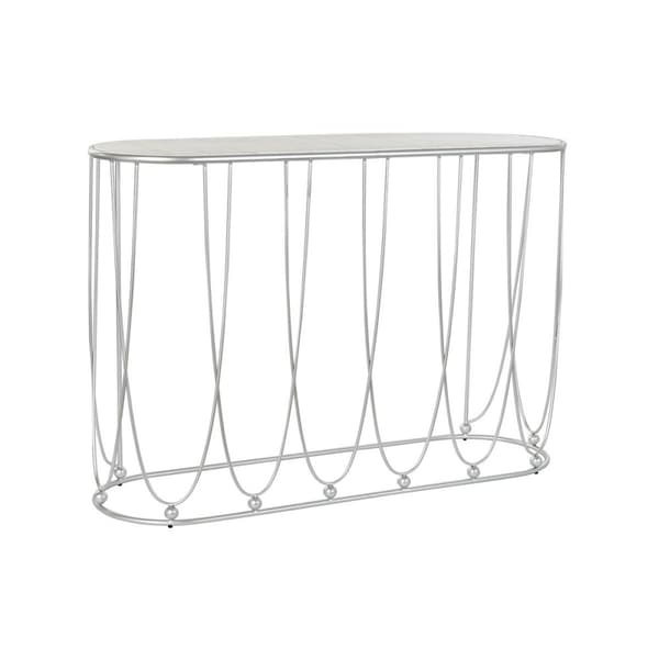Hallbord DKD Home Decor Hvid Sølvfarvet 115 x 35 x 78 cm