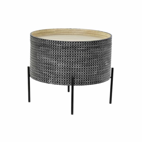 Lille serveringsbord DKD Home Decor Sort Sølvfarvet 45 x 45 x 39 cm